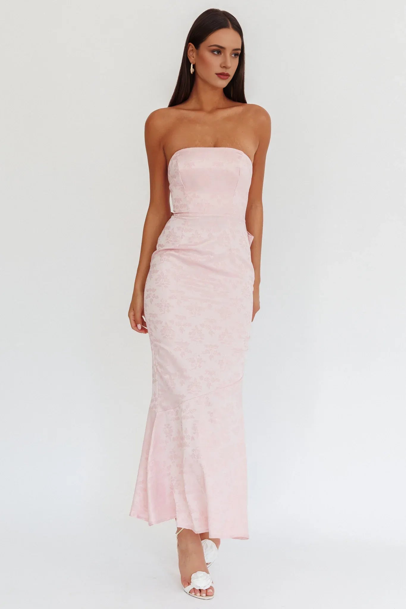 Weitese Dress Bow Back Maxi Dress Pink Mermaid/Trumpet Backless Elegant Ankle-Length Prom Dress